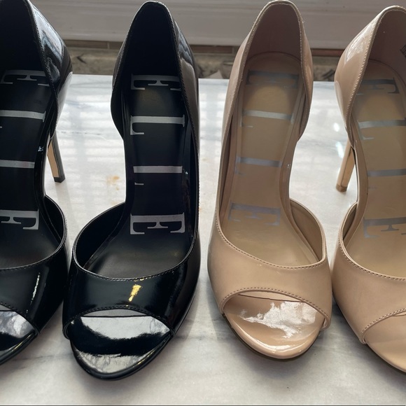 Elle Open Toe Patent Shining Pumps. - Picture 2 of 9